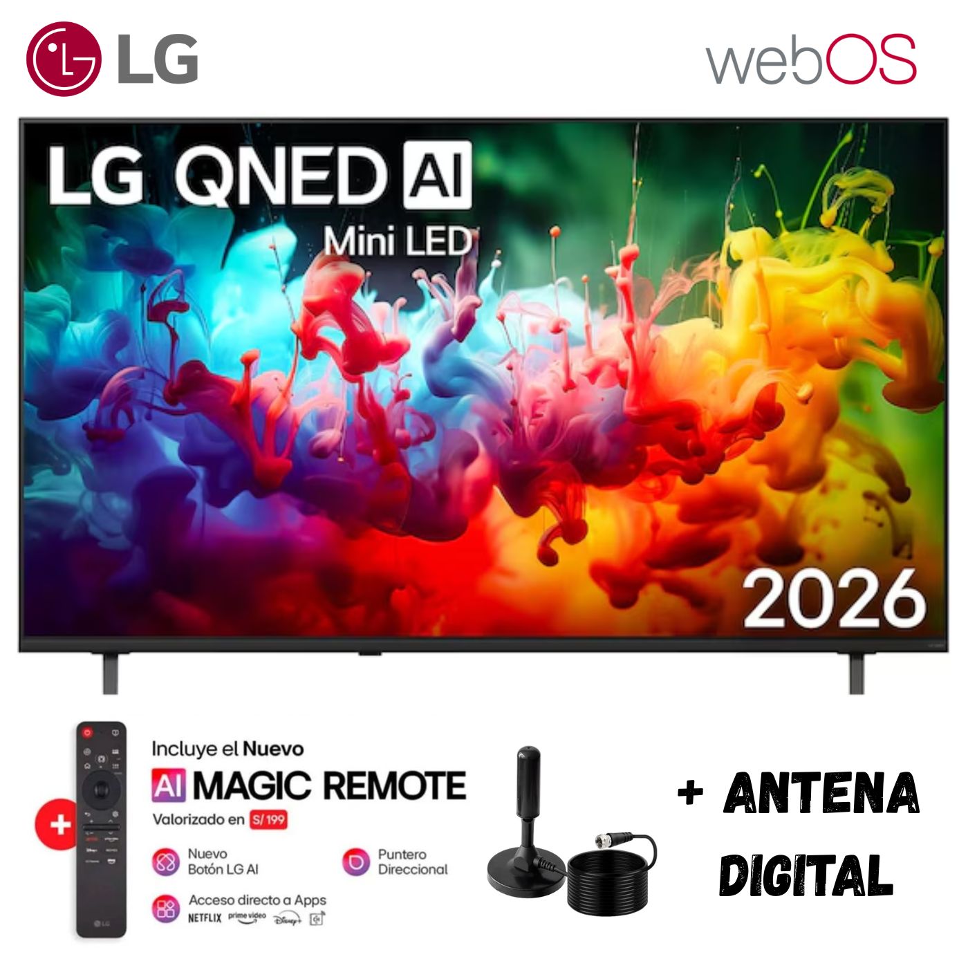 TELEVISOR SMART TV LG 65'' MINILED QNED UHD 4K WEBOS 65QNED65BSA 2026 - 1
