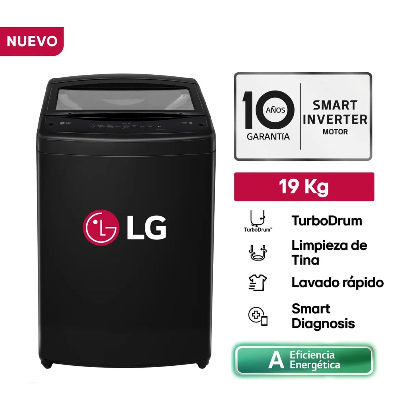 LAVADORA LG TURBODRUM 19KG WT19OBVTB NEGRO - 1