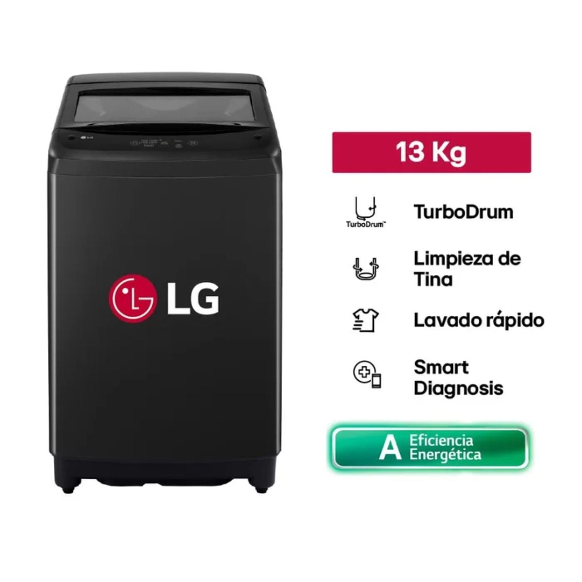 LAVADORA LG CARGA SUPERIOR 13KG WT13OBVTB ONYX NEGRO - 1