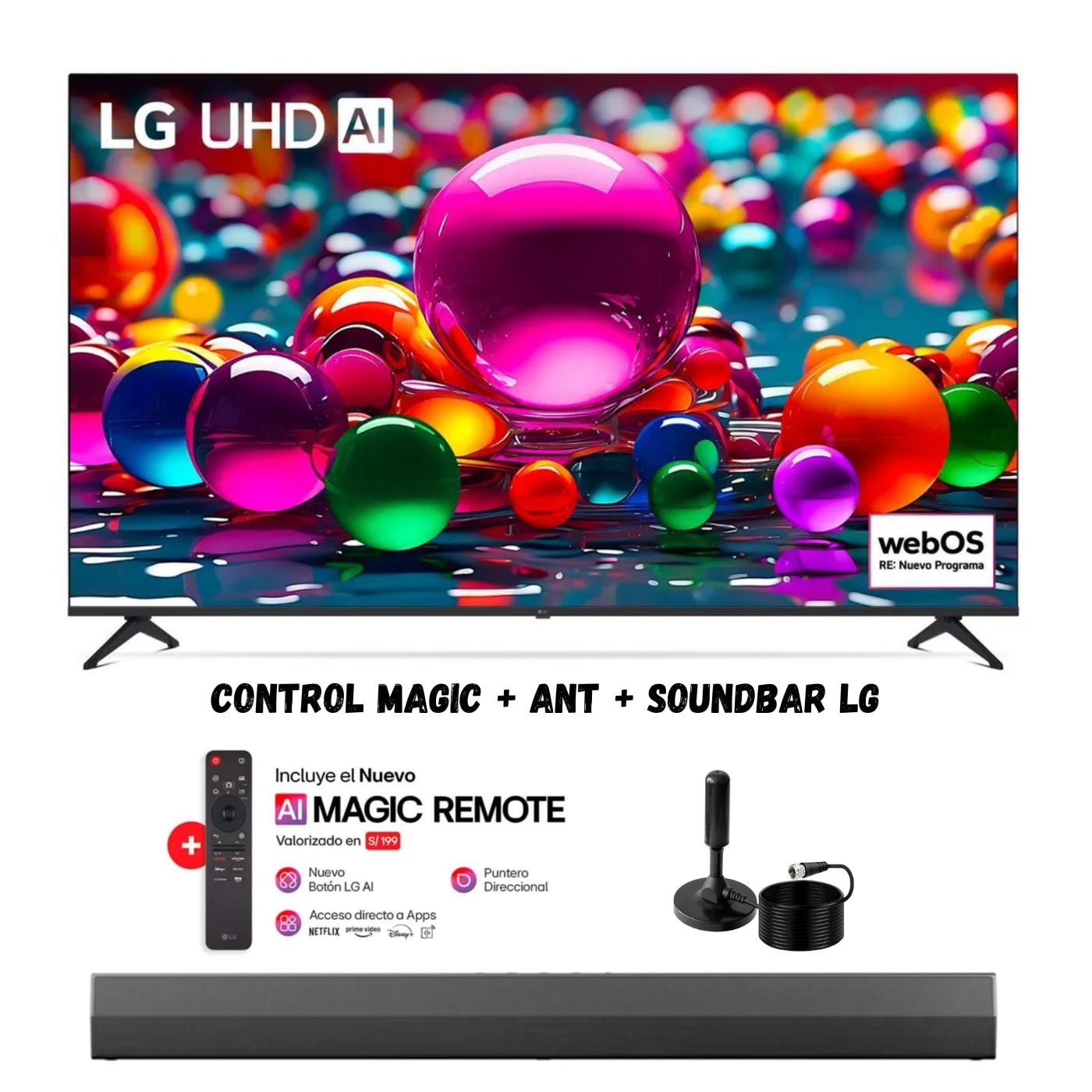 TELEVISOR SMART TV 60'' LG LED UHD 4K WEBOS 60UA8050PSA 2025 + ANT + SOUNDBAR LG - 1