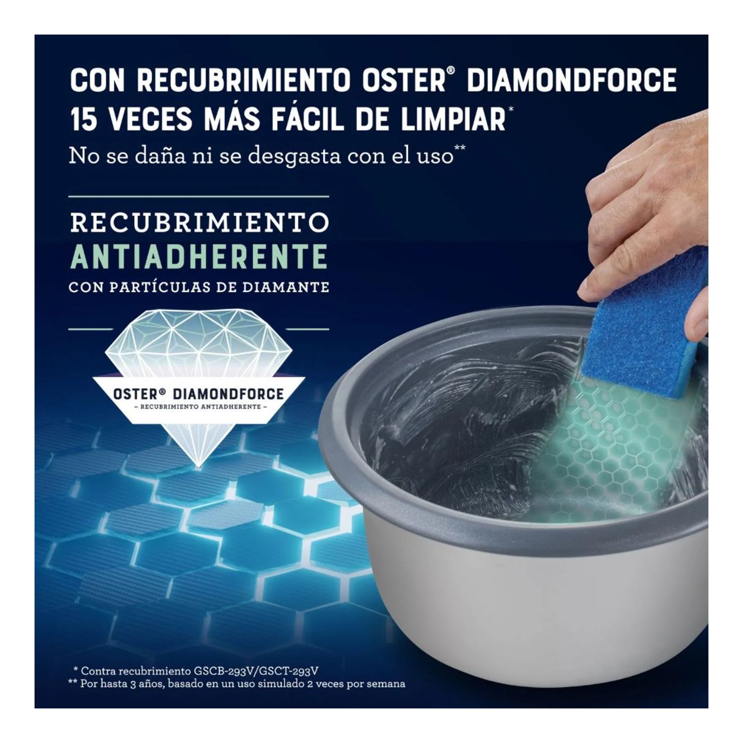 OLLA ARROCERA OSTER CKSTRC12DFBLK 3 EN 1 2.2LT DIAMOND FORCE NEGRO - 5
