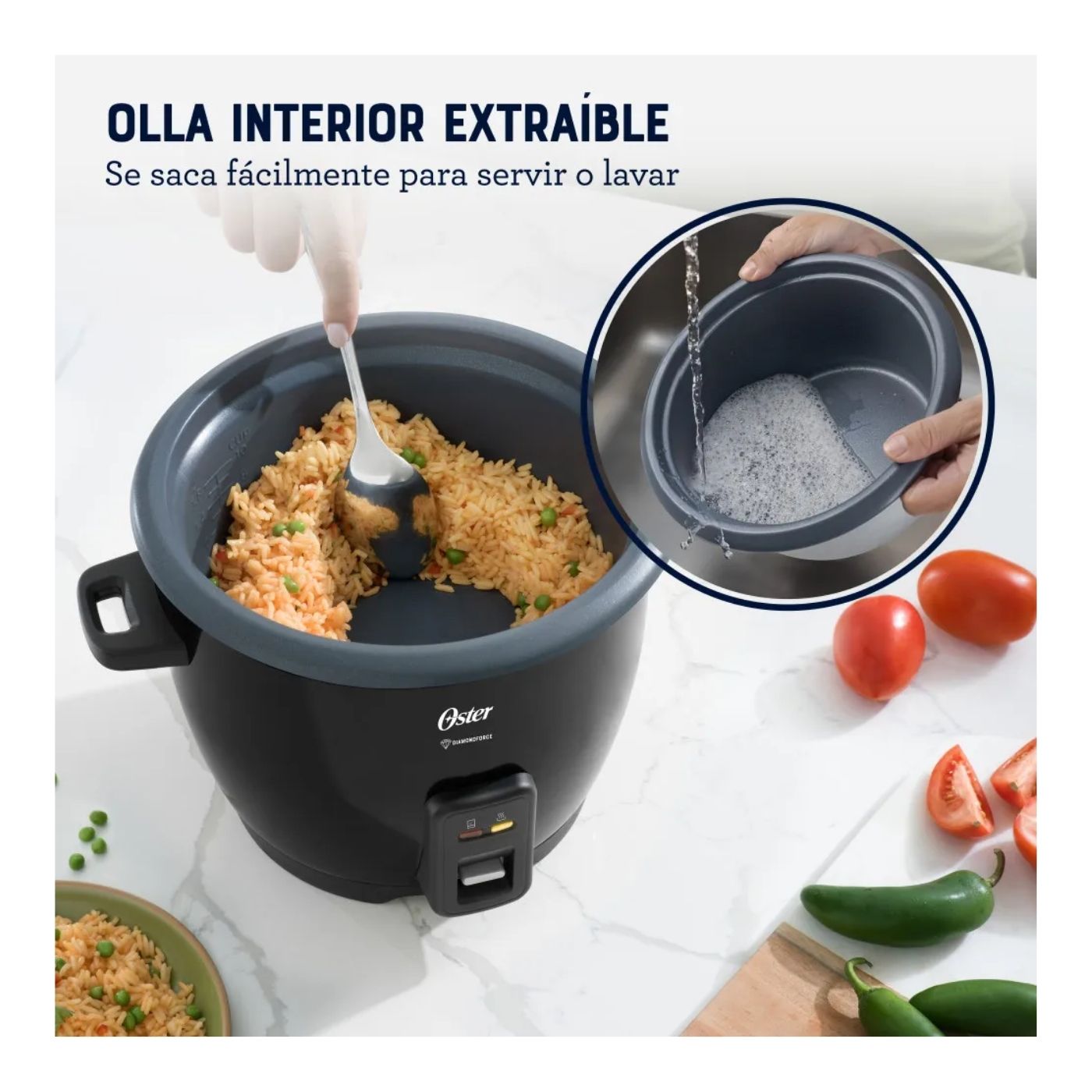 OLLA ARROCERA OSTER CKSTRCB10DFBLK DIAMONDFORCE 10 TAZAS 1.8LT NEGRO - 6