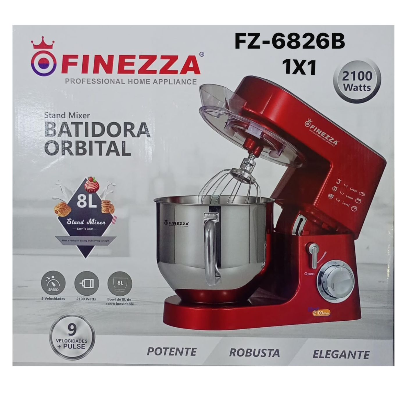 BATIDORA ORBITAL FINEZZA FZ-6826B 2100W 8L STAND MIXER - 5