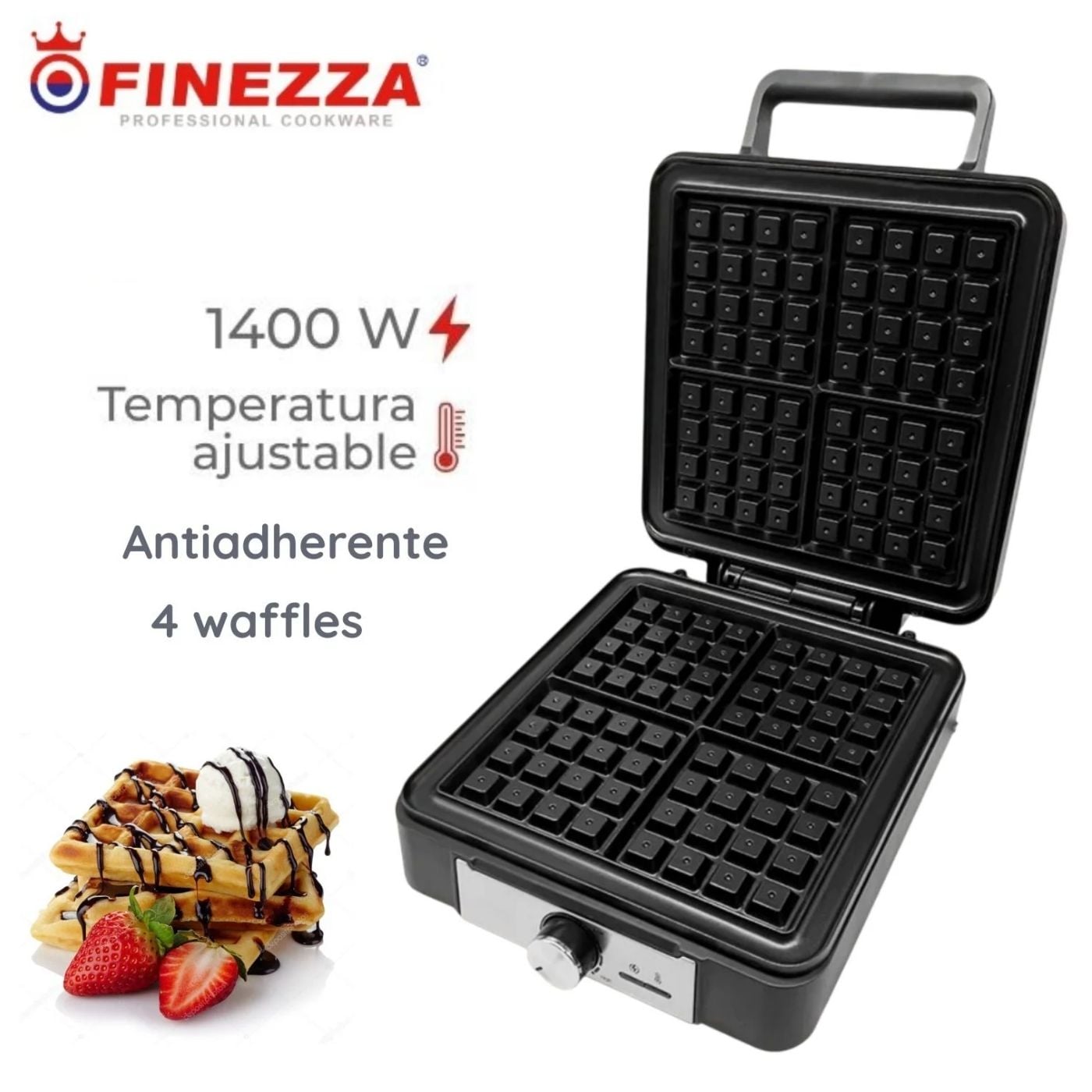 WAFFLERA FINEZZA CUADRADA FZ-812WF MAKER ANTIADHERENTE - 1