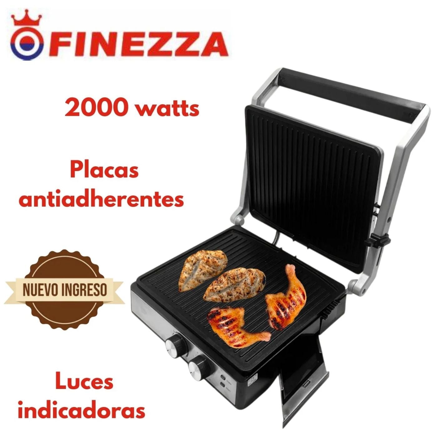 PARRILLA/GRILL ELECTRICA FINEZZA FZ-836SG ANTIADHERENTE 2000W - 1