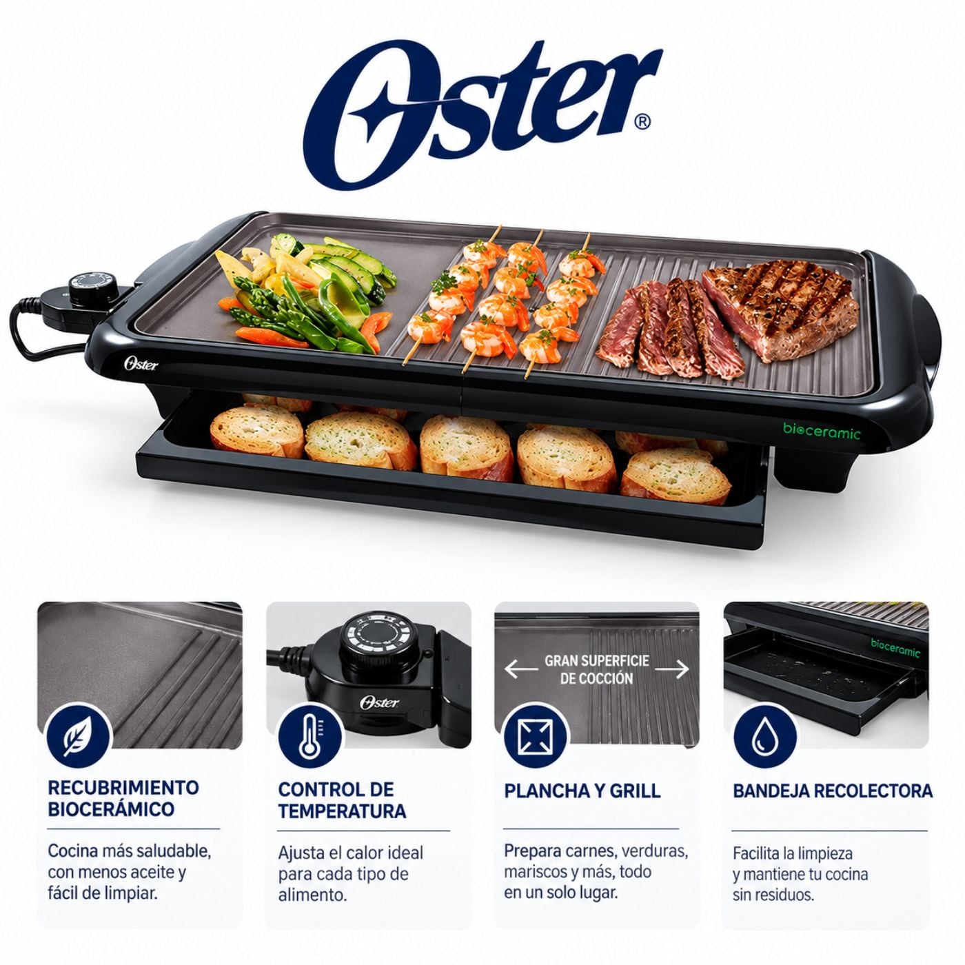PARRILLA MULTIUSO OSTER BIOCERAMIC CKSTGR5085-053 NEGRO - 1