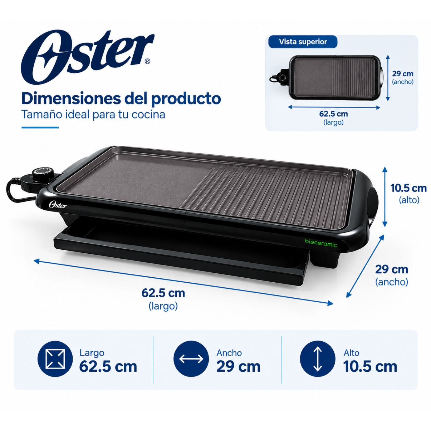 PARRILLA MULTIUSO OSTER BIOCERAMIC CKSTGR5085-053 NEGRO - 7