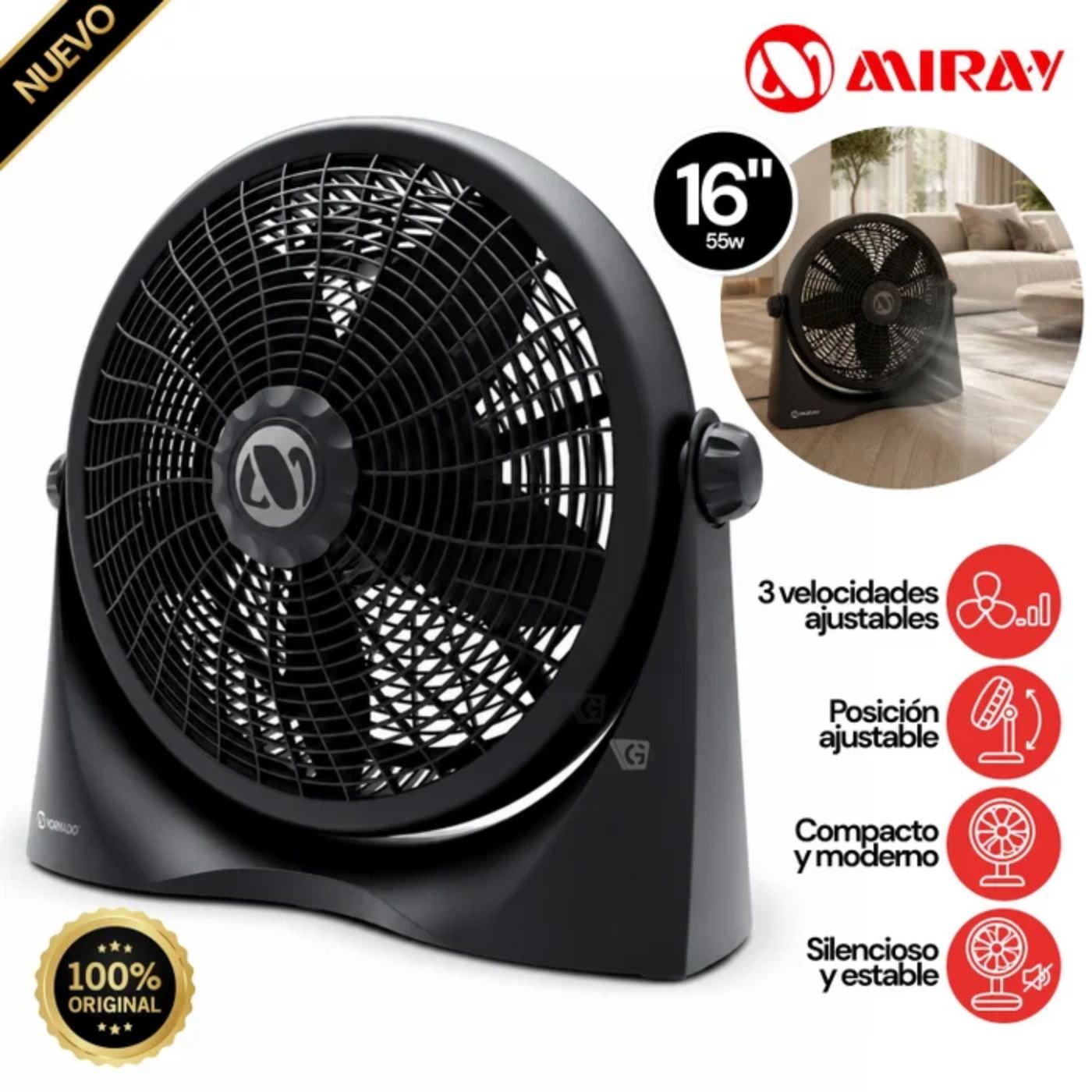 VENTILADOR CIRCULAR MIRAY 16'' VMC-1058 NEGRO - 1
