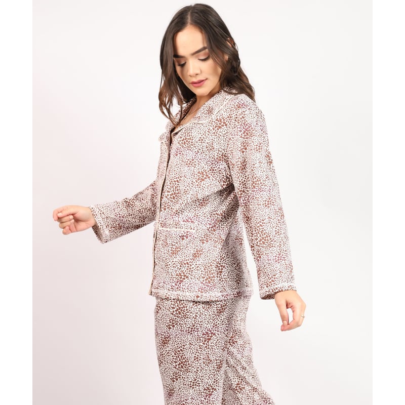 CONJUNTO MUJER MARRÓN PD004B PANTALÓN CAMISÓN KAMI SUEÑOS - 3