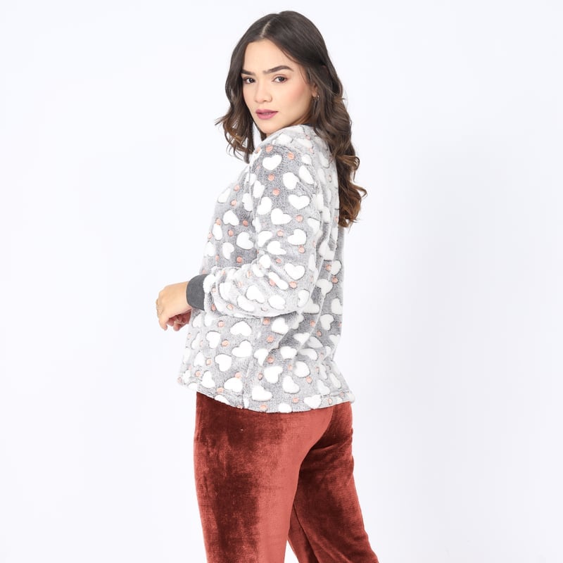 CONJUNTO FELPA MUJER GRIS FD001B PANTALÓN POLERA KAMI SUEÑOS - 1
