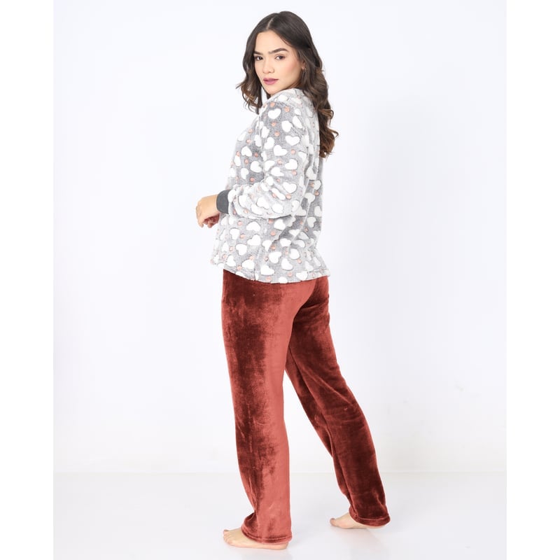 CONJUNTO FELPA MUJER GRIS FD001B PANTALÓN POLERA KAMI SUEÑOS - 2