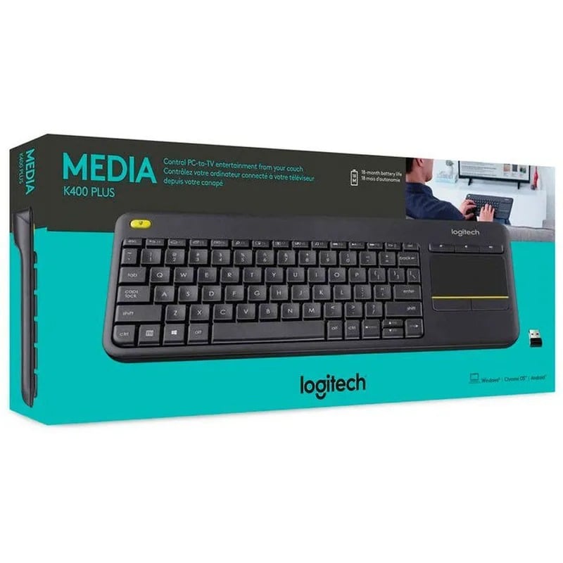 LOGITECH K400 PLUS TECLADO INALÁMBRICO CON TOUCHPAD – NEGRO - 1