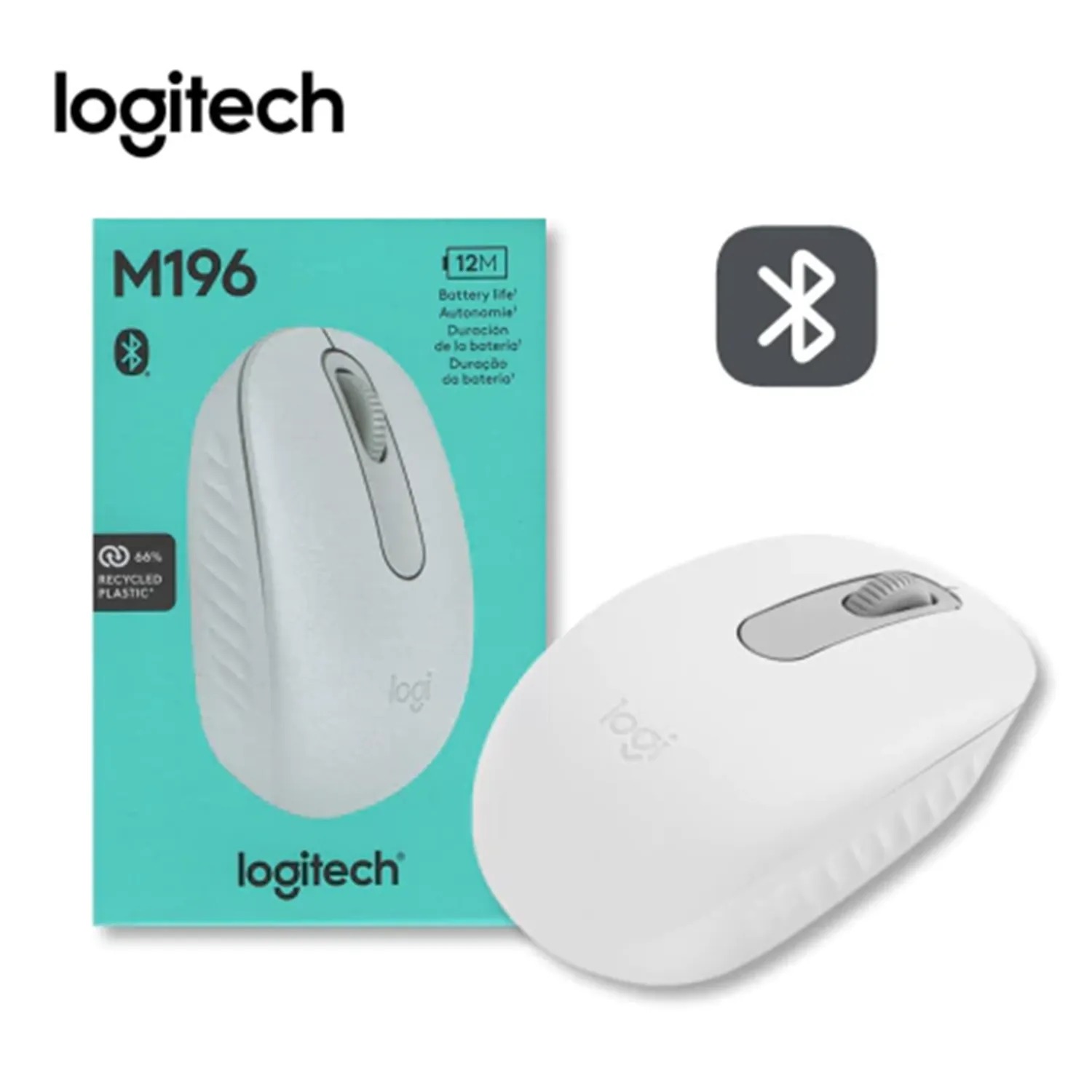 LOGITECH M196 MOUSE INALÁMBRICO BLUETOOTH – COLOR BLANCO - 1