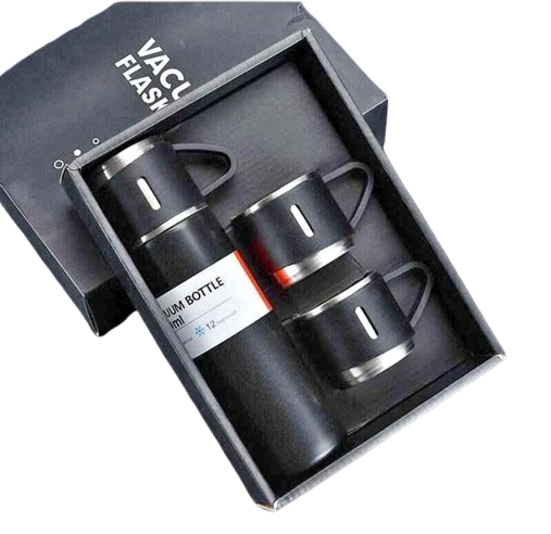 TERMO CON TAZAS VACUUM COLOR NEGRO - 2