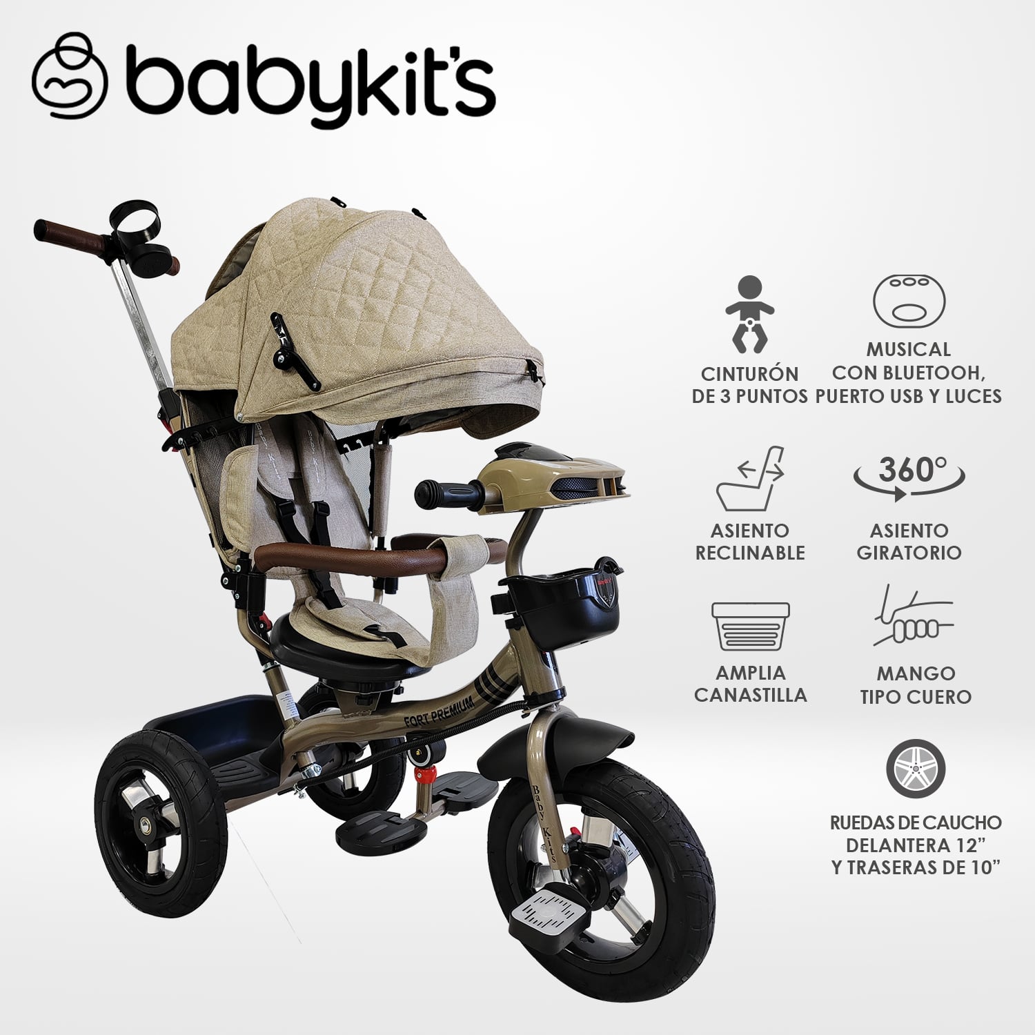 TRICICLO FORT PREMIUM GOLD - 5 EN 1 BEIGE - 1