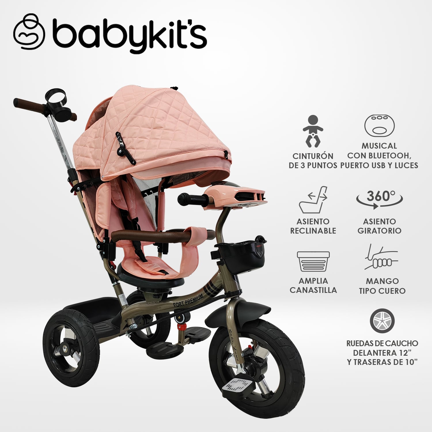 TRICICLO FORT PREMIUM GOLD - 5 EN 1 ROSADO - 1