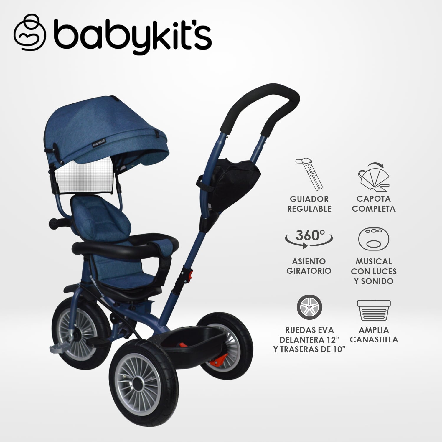 TRICICLO 360° CON GUIADOR AZUL - 1