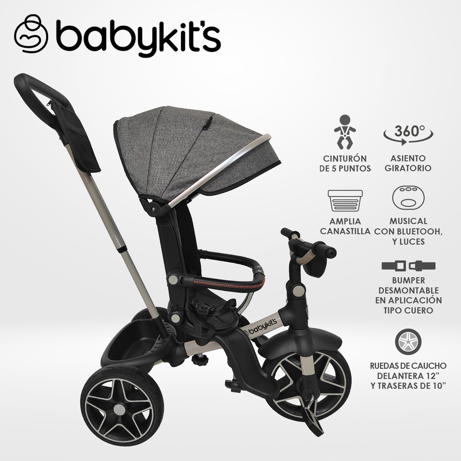TRICICLO EXPLORER LX - 5 EN 1 GRIS - 1