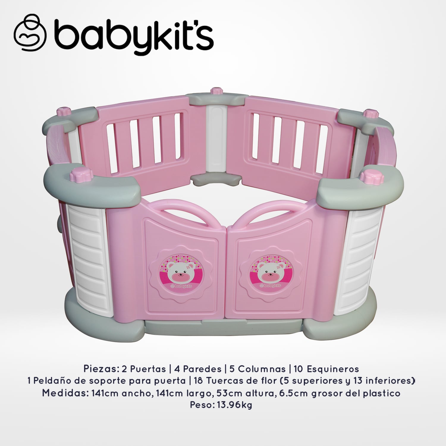 CORRAL PENTAGONO PARA NIÑOS ROSADO - 1