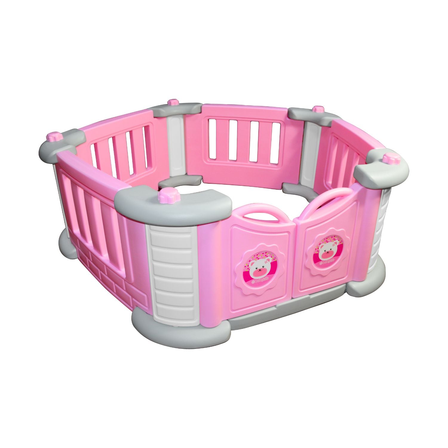 CORRAL PENTAGONO PARA NIÑOS ROSADO - 4
