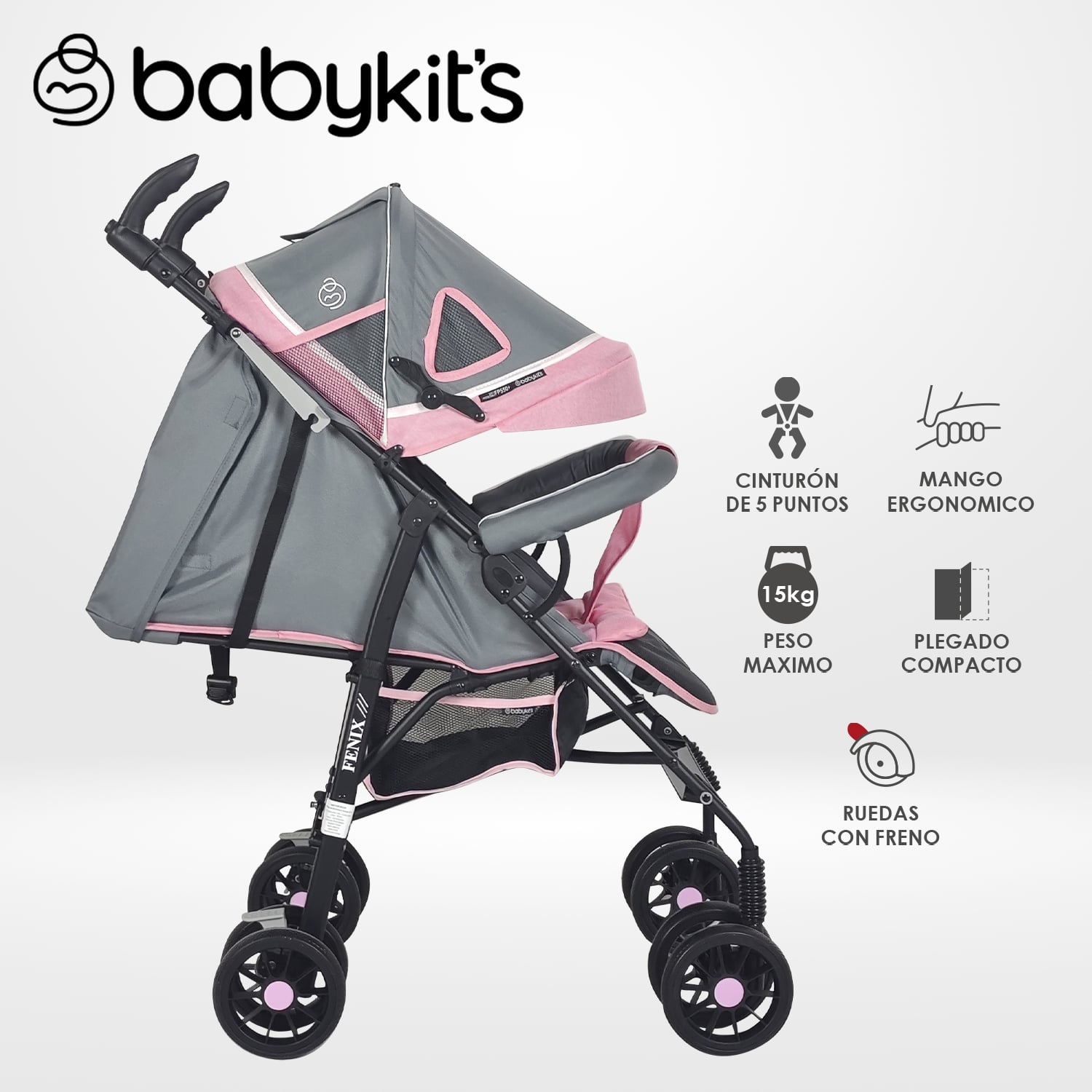 NUEVO COCHE BASTON FENIX ROSADO - 1