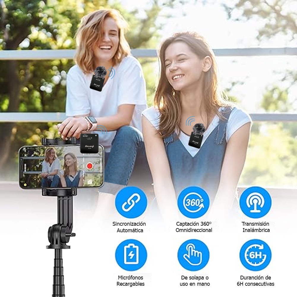 MICRÓFONOS INALÁMBRICO SX39 S DUAL TIPO C IOS CÁMARAS EQUIPOS SONIDO Y ESTUCHE - 6