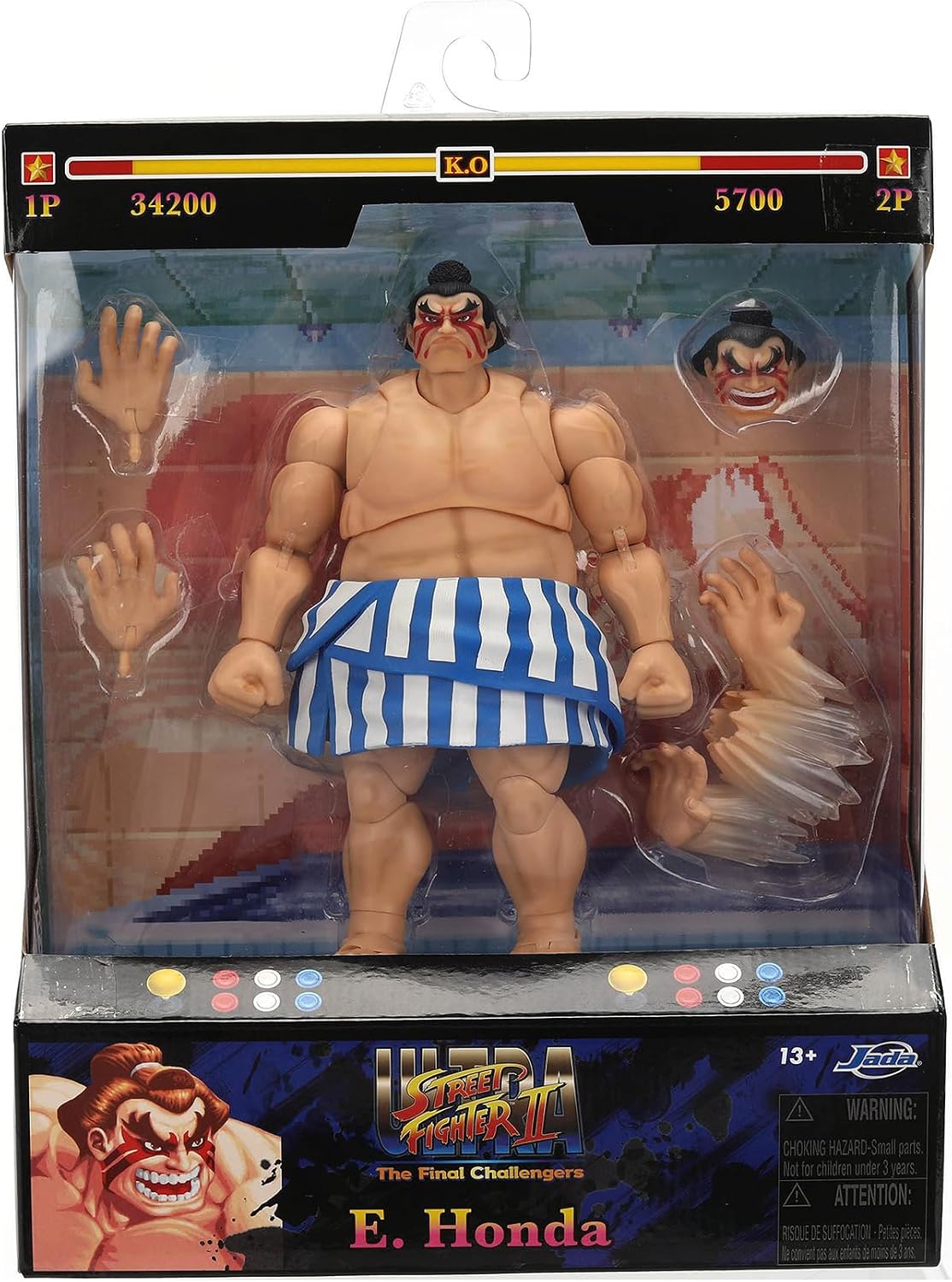 JADA TOYS STREET FIGHTER FIGURA E. HONDA (6.3 IN) - FIGURA DE ACCIÓN Y COLECCIONABLE MÓVIL DE STREET FIGHTER 2: THE FINAL CHALLEN - 1