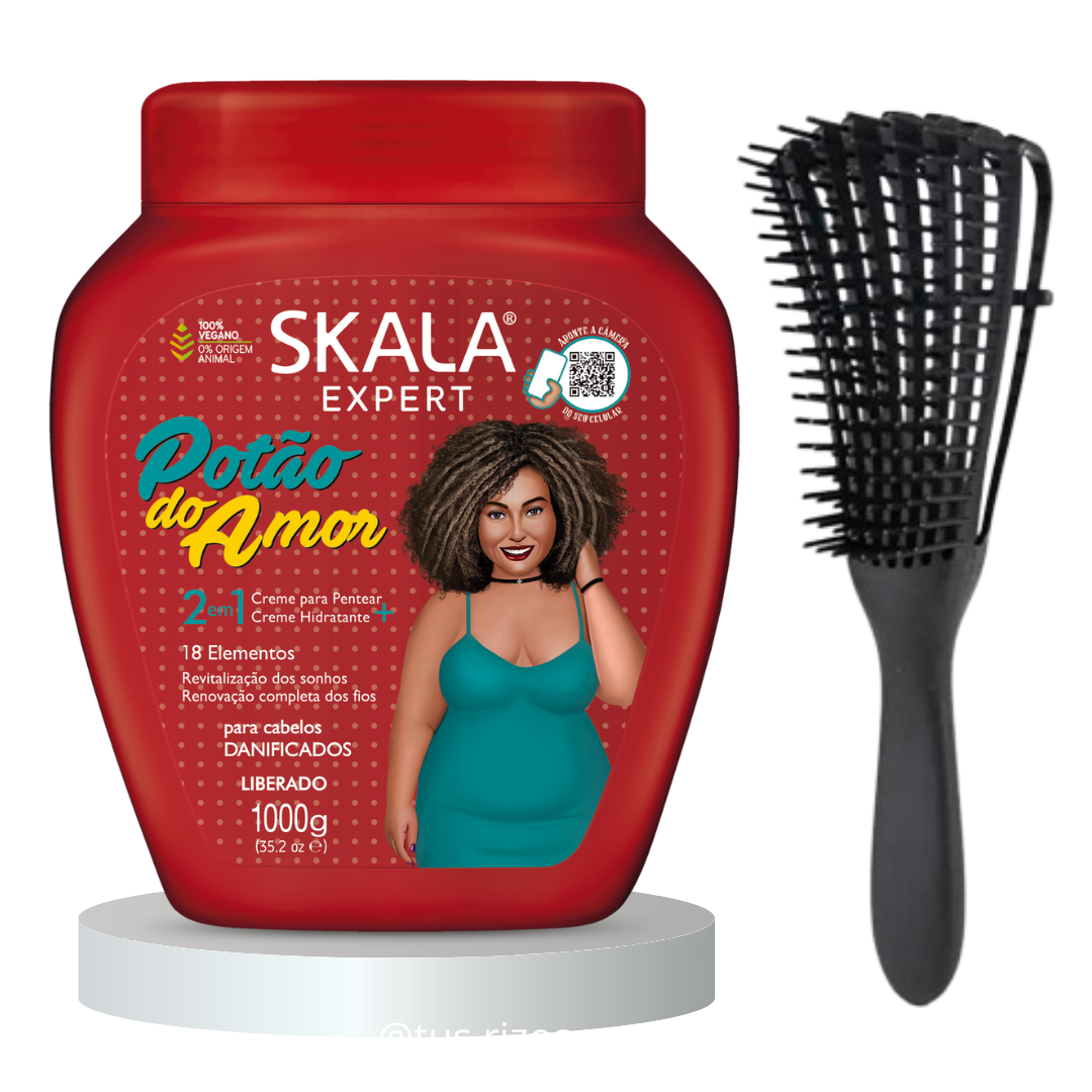 CREMA DE PEINAR Y TRATAMIENTO PARA CABELLOS RIZADOS Y CRESPOS POTAO DO AMOR SKALA - 1