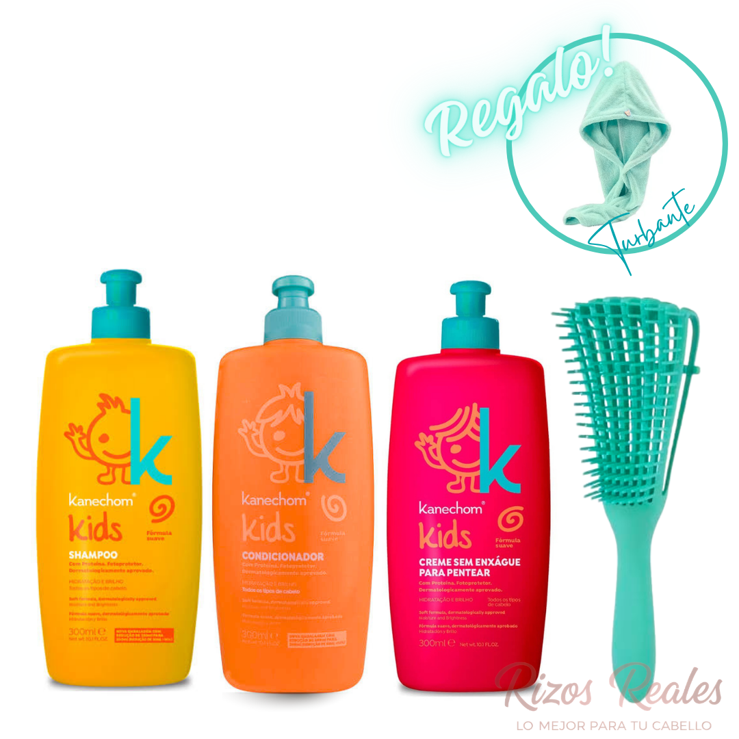 KIT SHAMPOO, ACONDICIONADOR Y CREMA KANECHOM KIDS - HIDRATACIÓN Y BRILLO - 2