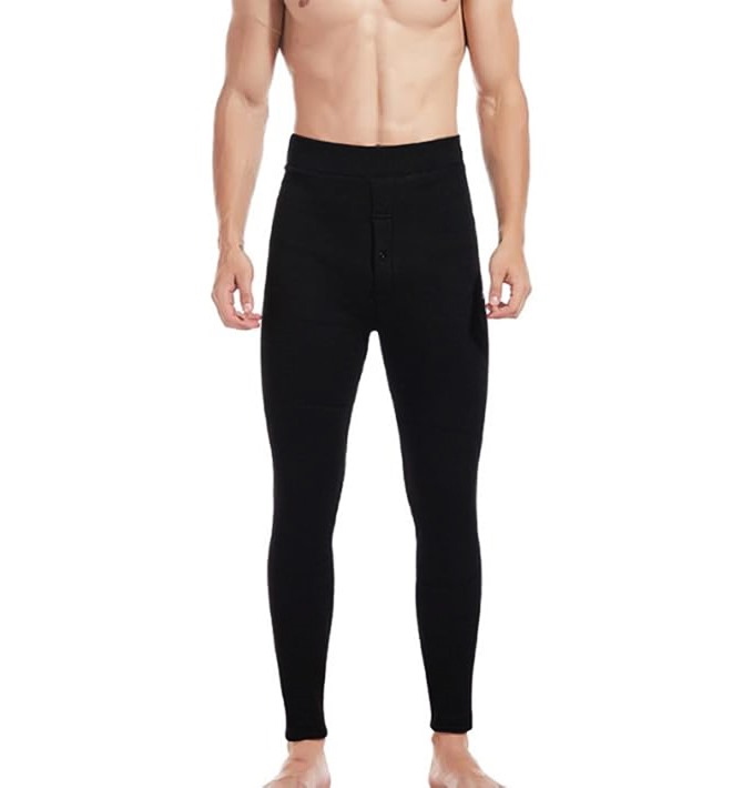 PANTALON POLIESTER SPANDEX HOMBRE NEGRO CALENTADOR MICROPOLAR EFECTO TERMICO ABRIGADOR - 1