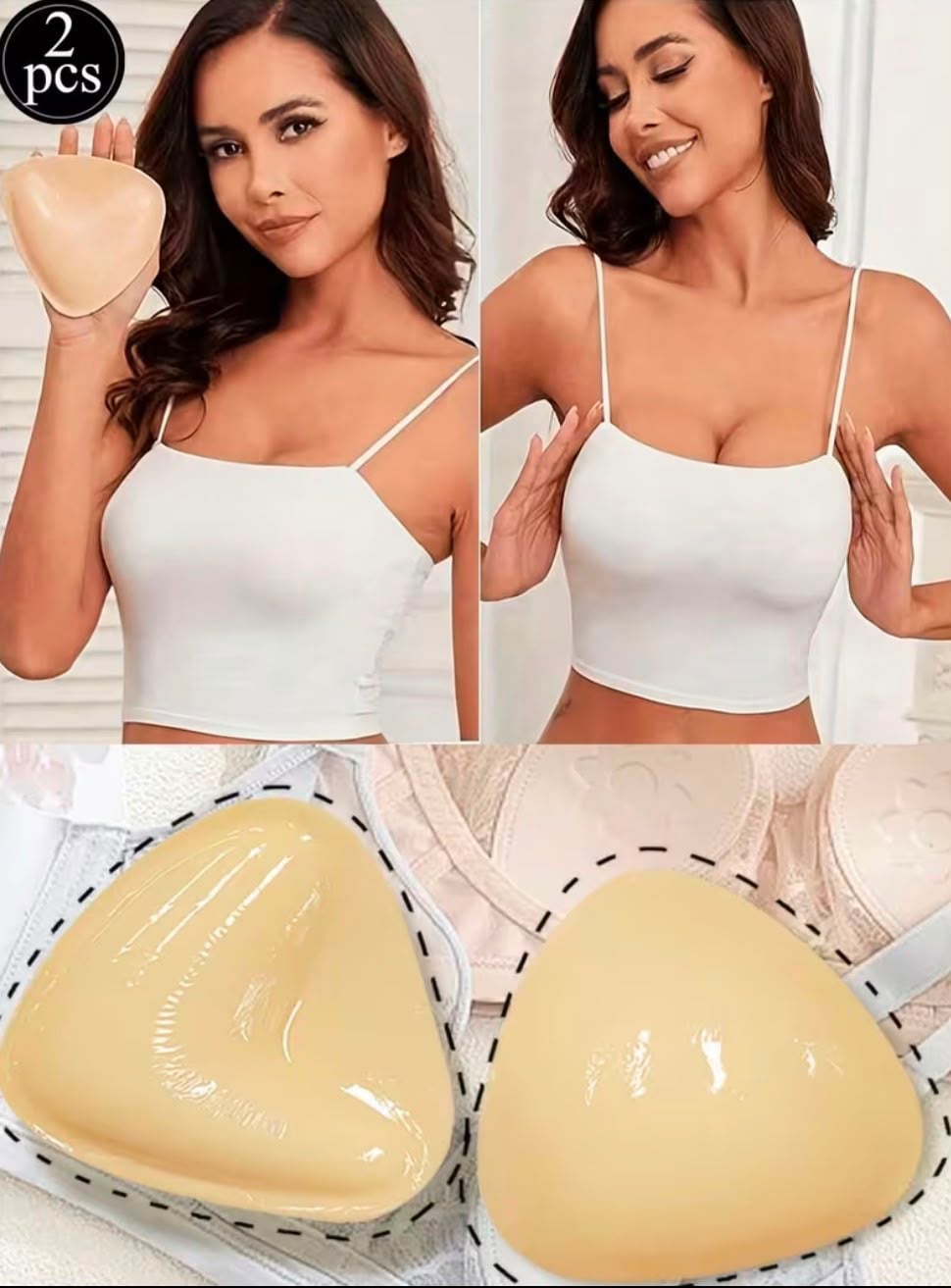 SUJETADOR ADHESIVO PUSH UP ALMOHADILLAS DE SILICONA TRANSPIRABLE DOBLE CARA REUTILIZABLE STICKY BRA - 1