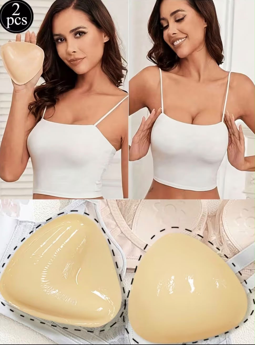 SUJETADOR ADHESIVO PUSH UP ALMOHADILLAS DE SILICONA TRANSPIRABLE DOBLE CARA REUTILIZABLE STICKY BRA - 1
