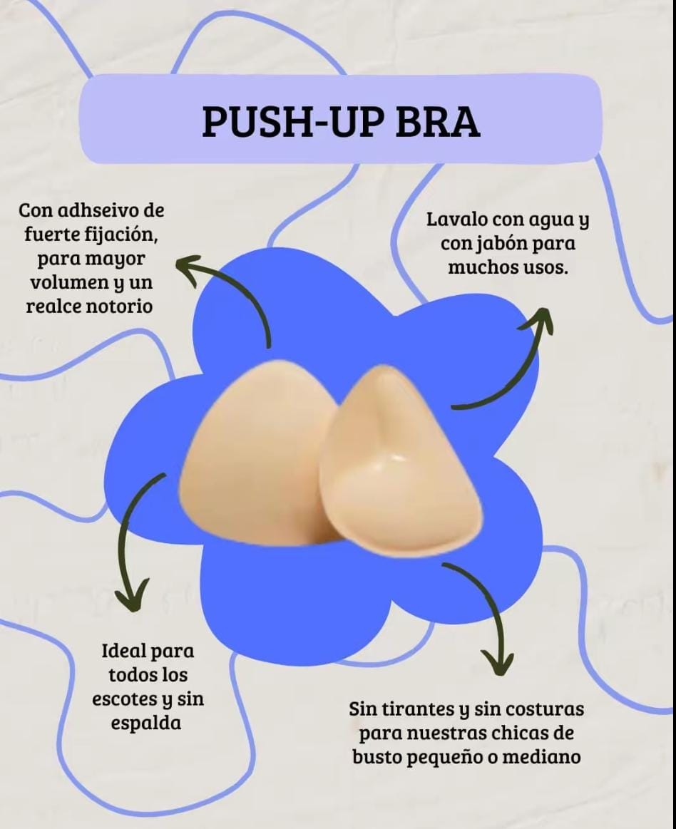 SUJETADOR ADHESIVO PUSH UP ALMOHADILLAS DE SILICONA TRANSPIRABLE DOBLE CARA REUTILIZABLE STICKY BRA - 2