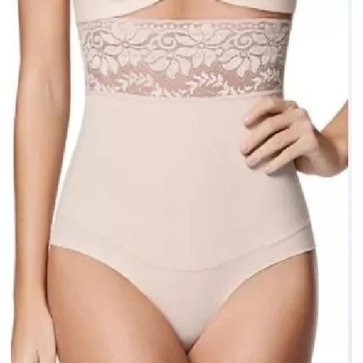 FAJA STRAPLESS CALZÓN ALTO CON ENCAJE Y  BANDA DE SILICONA - 1