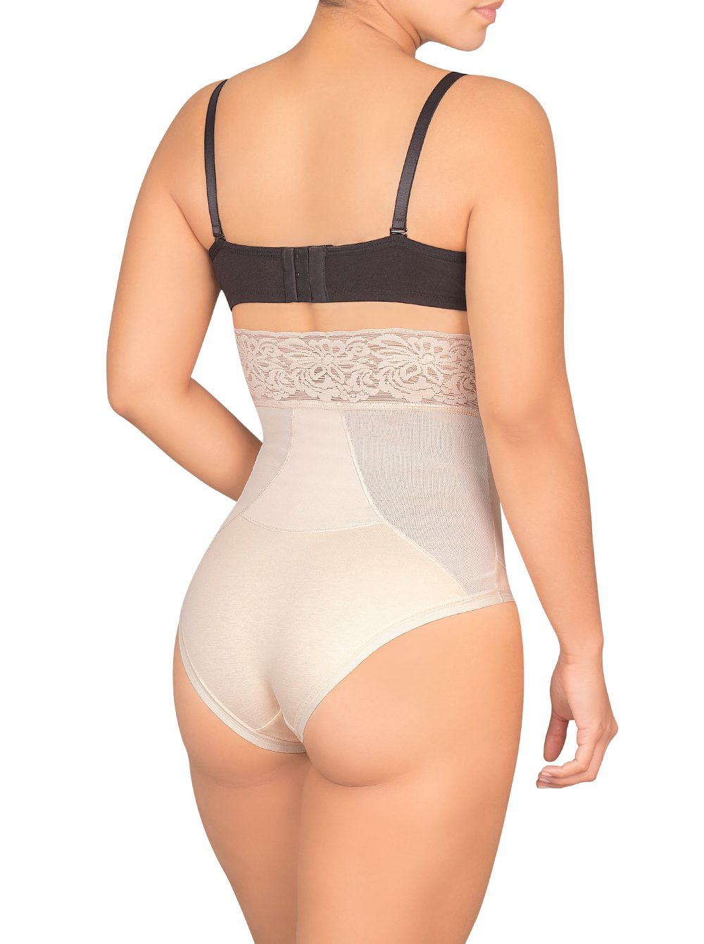 FAJA STRAPLESS CALZÓN ALTO CON ENCAJE Y  BANDA DE SILICONA - 3