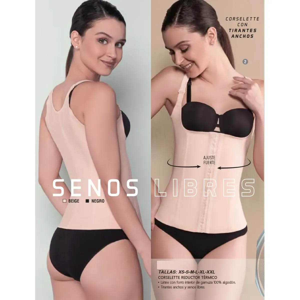 FAJA CHALECO CORSELETTE CON TIRANTES Y SENOS LIBRES - 2
