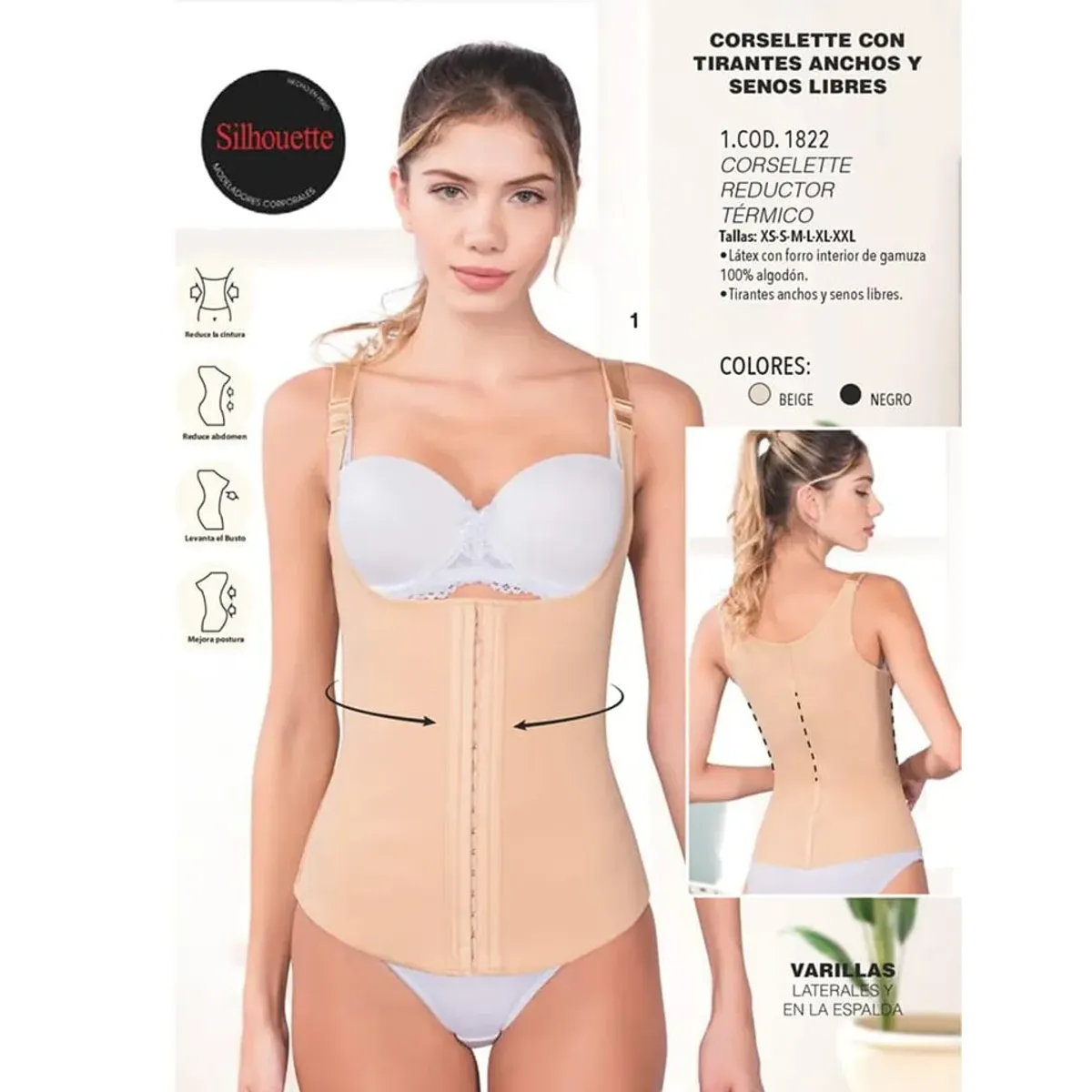 FAJA CHALECO CORSELETTE CON TIRANTES Y SENOS LIBRES - 3