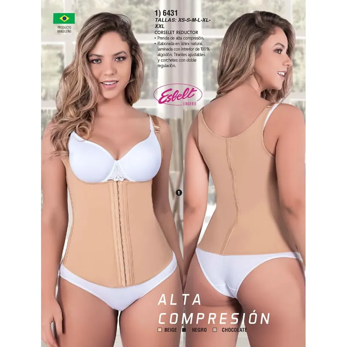 FAJA CHALECO BRASILERO CORSELETTE ESBELT CON TIRANTES Y SENOS LIBRES - 4