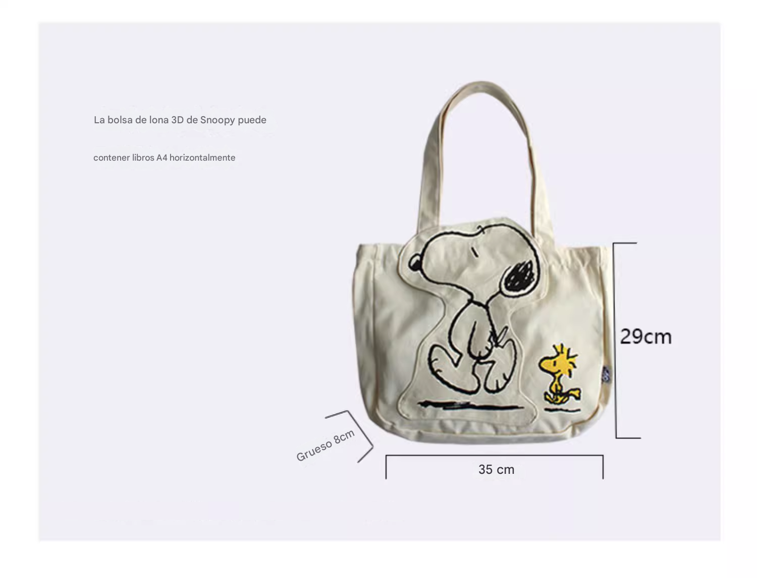 BOLSO CARTERA SNOOPY MINIMALISTA DE LONA – ESTILO CASUAL Y MODERNO - 3