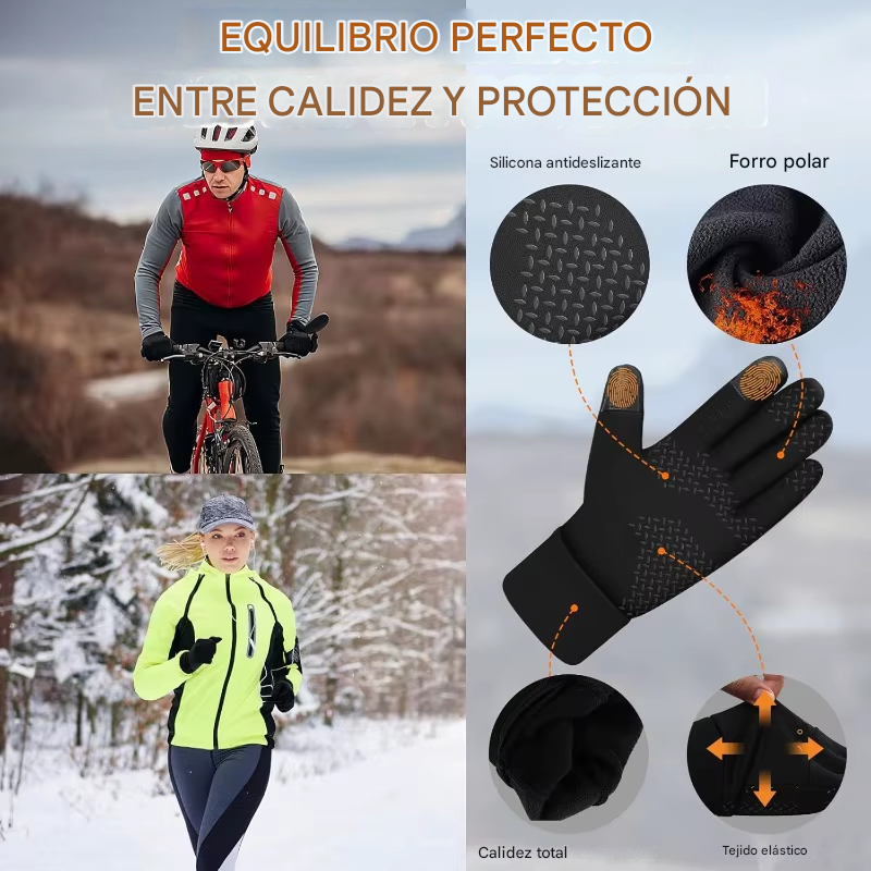 GUANTES TÉRMICOS IMPERMEABLES TÁCTILES PARA MOTO, BICICLETA Y ESQUÍ - ANTIDESLIZANTES - 6