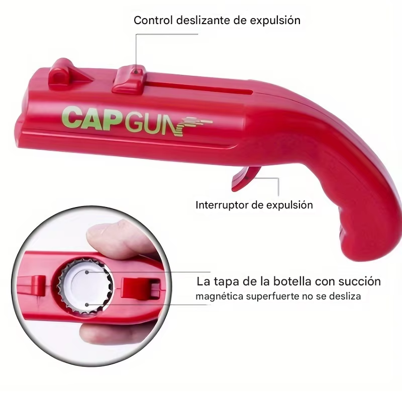 CAP GUN - DESTAPADOR DE BOTELLAS TIPO PISTOLA LANZA CHAPITAS - 3