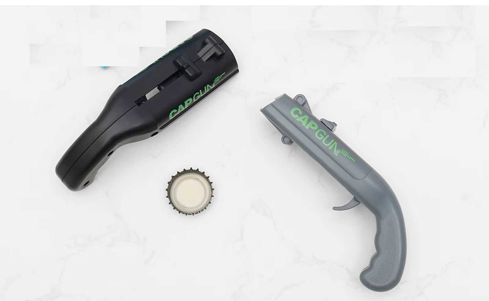 PACK X2 - CAP GUN - DESTAPADOR DE BOTELLAS TIPO PISTOLA LANZA CHAPITAS - 1