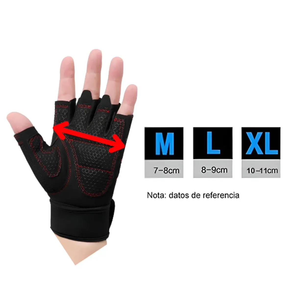 GUANTES PARA GIMNASIO CON MUÑEQUERA UNISEX - TALLA M - 2