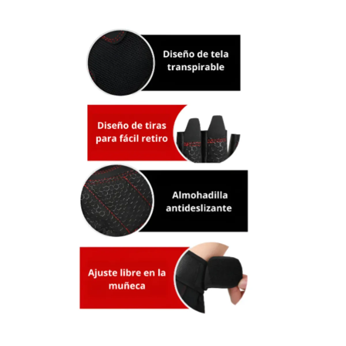 GUANTES PARA GIMNASIO CON MUÑEQUERA UNISEX - TALLA M - 4