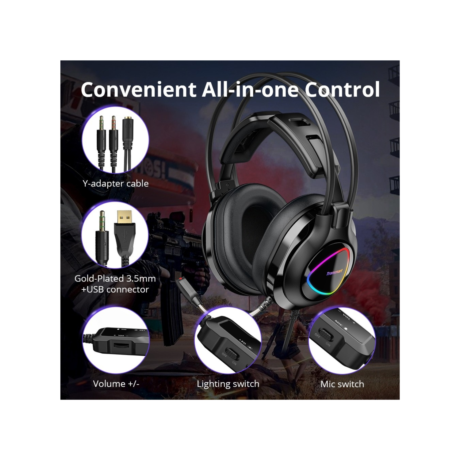 AUDÍFONOS GLARY ALPHA TRONSMART GAMING HEADSET - 3