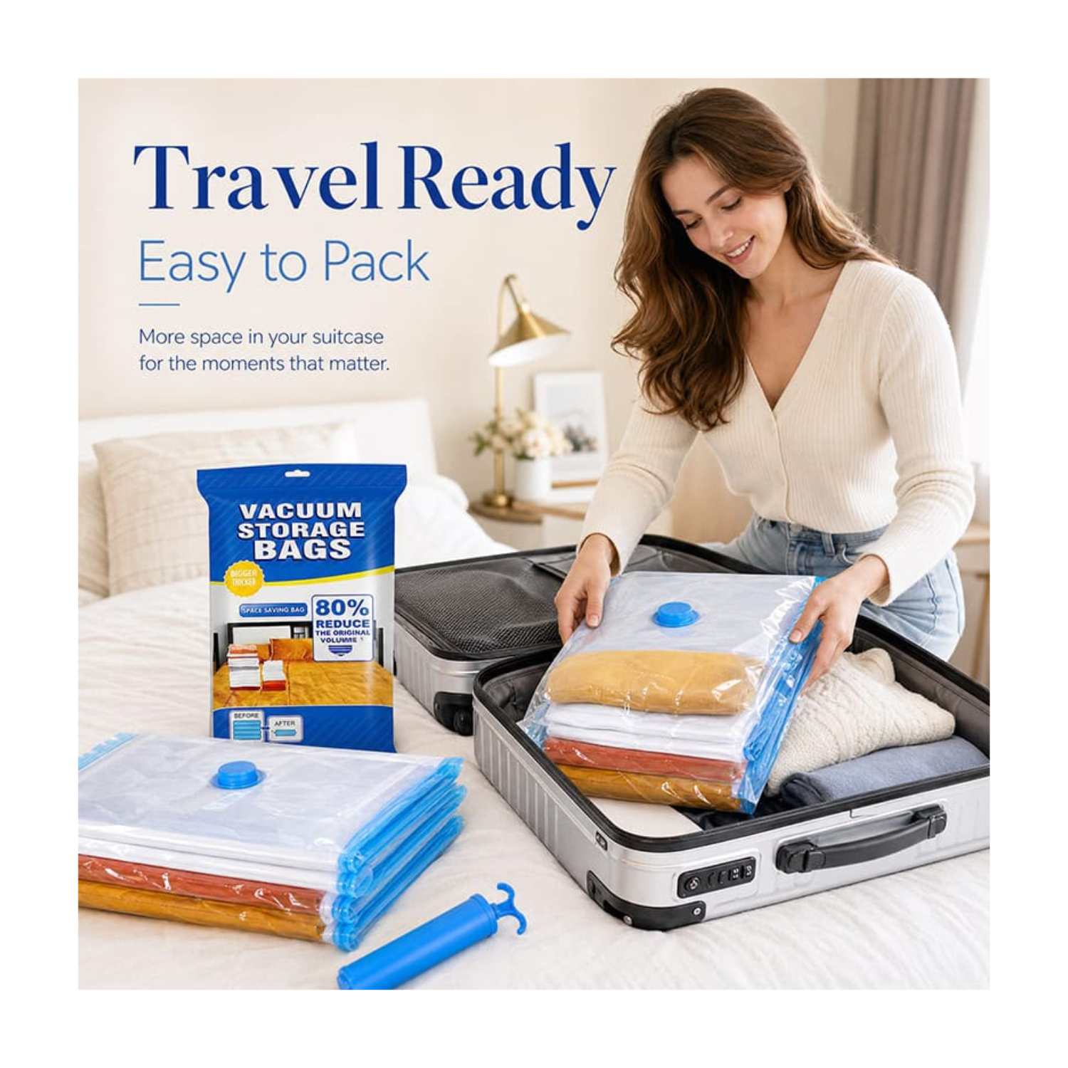 SET X5 BOLSAS AL VACÍO AHORRADORA DE ESPACIO MÁS INFLADOR SUCCIONADOR - 2
