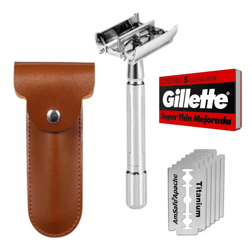 Máquina Afeitar Mariposa Afeitadora Clásica Doble Filo + Hojillas Gillete - 1