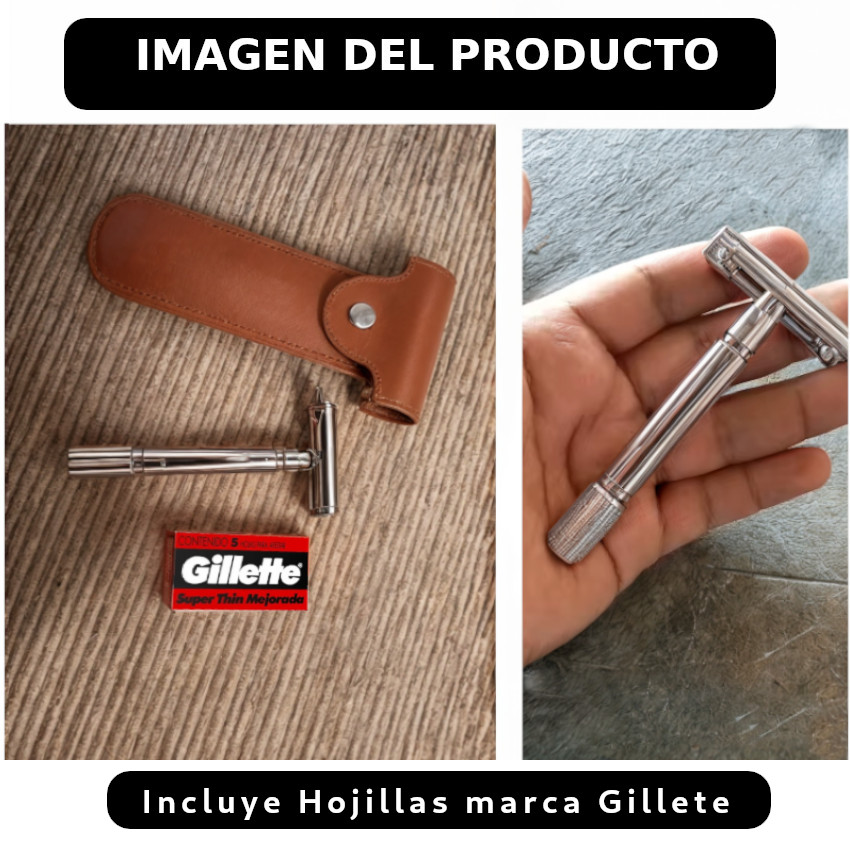 Máquina Afeitar Mariposa Afeitadora Clásica Doble Filo + Hojillas Gillete - 5