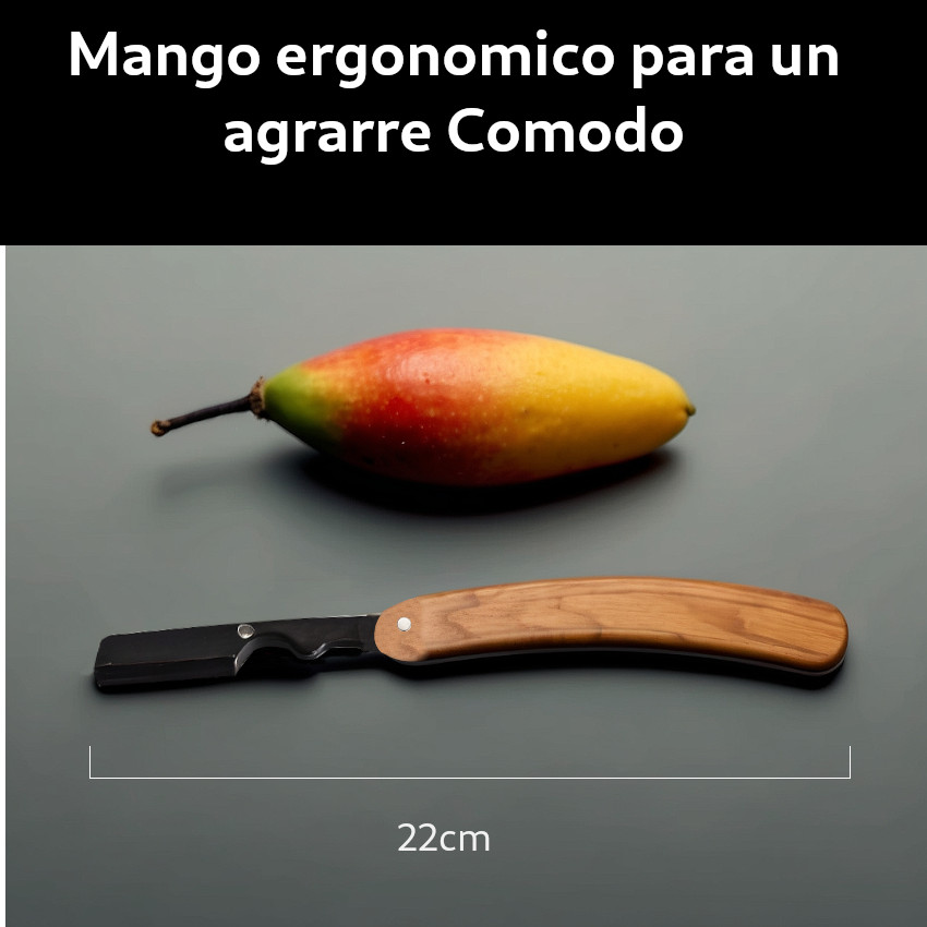NAVAJA AFEITAR PLEGABLE 3 CUERPOS ACERO INOX. MANGO MADERA - 4