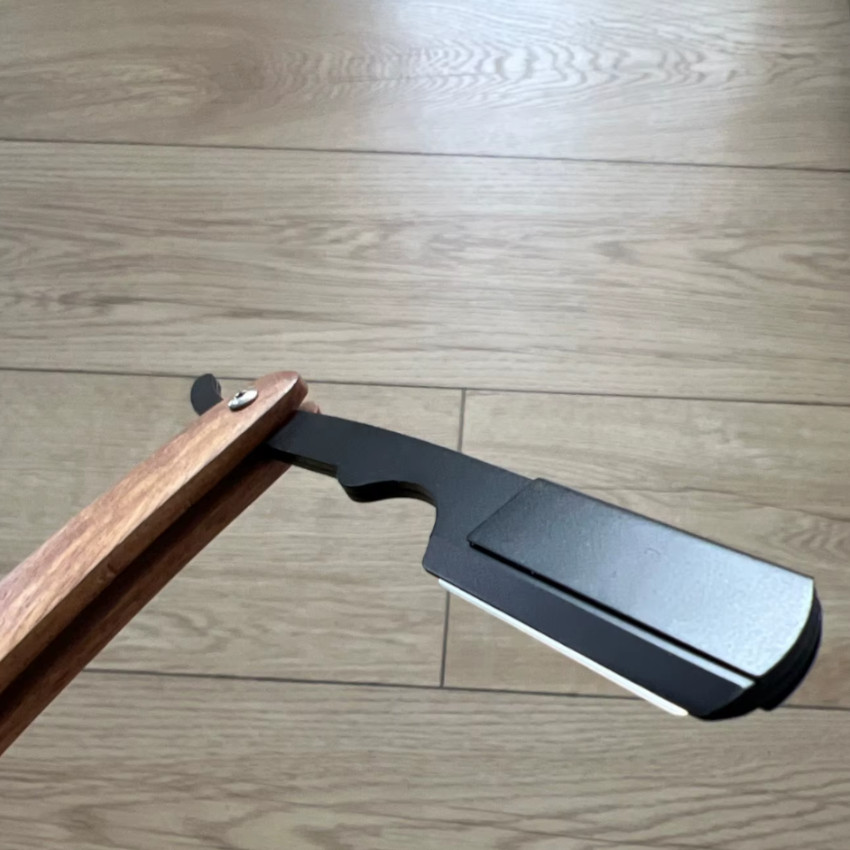 NAVAJA AFEITAR PLEGABLE 3 CUERPOS ACERO INOX. MANGO MADERA - 6